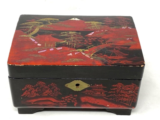 Oriental, Japanese Style Vintage Musical Jewelry Box