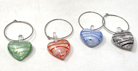 Heart Shaped Glass Wine Bottle Charms