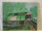 Unframed Painting on Canvas of Covered Bridge by Roland Miedel