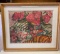 Framed Still Life Print of Colorful Fabric & Flowers