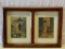 Framed Double Print Depicting Colonial Man and Woman