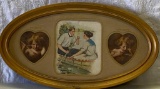 Oval Gilt Framed Cupid Romantic Scene, 