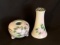 Vintage Porcelain, Floral Decorated Hair Receiver and Pin Vase