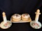 Vintage Matching Porcelain Dresser Set Jar, Hair Receiver, Tray, Bottles