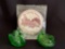 Miniature Green Glass Chicken on Nest, Swan, and Willow St. Coasters