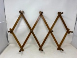 Vintage Folding Wooden Ten Peg Rack Hat and Coat Rack