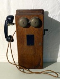 Antique Oak Case Crank Phone