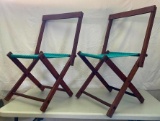 Antique Vintage Folding Canvas Seat Chairs