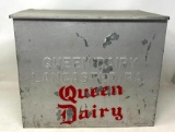 Antique Vintage Metal Queen Dairy Milk Box