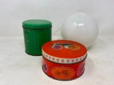 Vintage Tins and Glass Globe