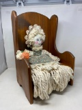 Rag Doll and Wooden Doll Chair