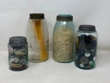 Antique Vintage Mason Canning Jars, Vintage Buttons