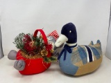 Home Decoration Stuffed Duck and Basket Planter