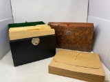 Office Supplies, Metal File Box and Expanding Paper File Folders