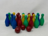 Vintage Child's Bowling Game, Pins and Balls