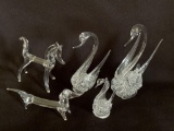 Blown Glass Swans, Horse, and Dog