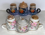 Porcelain Condiment Sets, Noritake and Japan, Hand Painted