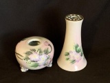 Vintage Porcelain, Floral Decorated Hair Receiver and Pin Vase