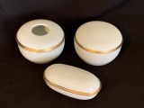 Vintage Porcelain Dresser Set Receiver and Jars