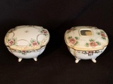 Vintage Matching Nippon Dresser Set Jar and Hair Receiver