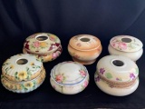 Vintage Porcelain, Floral Decorated, Elaborate Hair Receivers