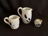 Glazed Pottery Cream Pitchers and Candle Votive