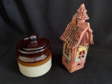 Trinket Box, Jar, Glazed Pottery and Clay House