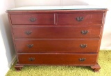 Antique Five Drawer Dresser, Bat Wing Brass Pulls