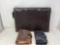Faux leather briefcase, daily planner and wallet