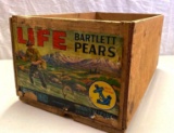 Vintage Wooden Advertising Crate with Original Color Label