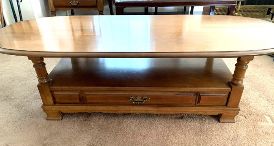 Oblong Coffee Table with Drawers in Base