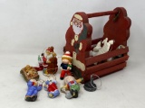 Ornaments and Santa Clause Wooden Tray