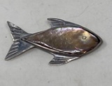 Silver and Abalone Fish Brooch