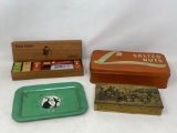 Advertising Tins and Leather Sampler