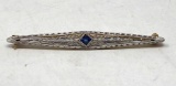 Blue Sapphire and Gold Bar Pin