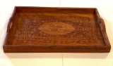 Wood Tray with Ornate Carving