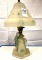 Vintage Figural Table Lamp with Glass Shade, Frosted Glass