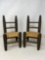 Two Ladderback Rush Seat Doll Chairs