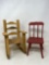 Doll Furniture- Rush Seat Rocker and Spindle Back Side Chair