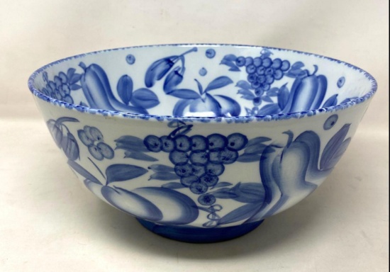 Blue & White Fruit Pattern Serving Bowl