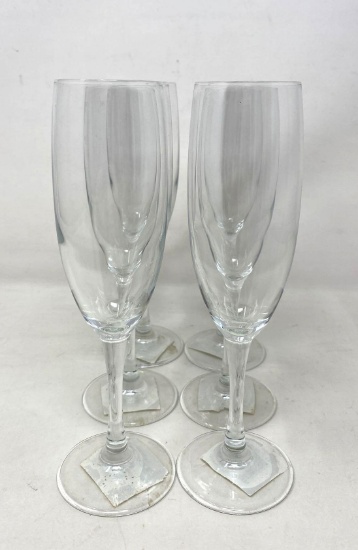 Six Anchor Hocking Stemmed Champagne Flutes