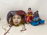 Two Ethnic Dolls and Lady Jester Mask