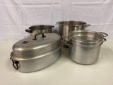 Three Stock Pots and One Roasting Pan