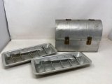2 Metal Ice Cube Trays and Metal Aladdin Lunch Kettle