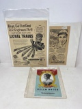 Lionel Train Ad, Wheaties Bob Feller Ad and Victoria Regina Playbill