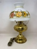Metal Hurricane Lamp with Floral Shade