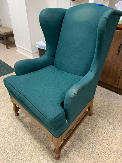 Green Wing Chair, Broyhill Type, unmarked