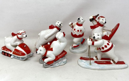 Six Coca-Cola Polar Bear Figures