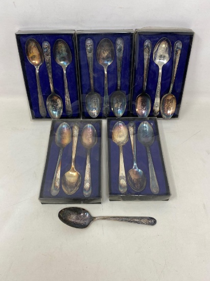 Five Sets (Plus One Single) of Souvenir Spoons