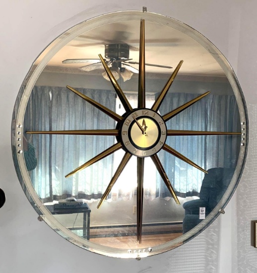 Mid Century Sunburst Wall Clock/Mirror